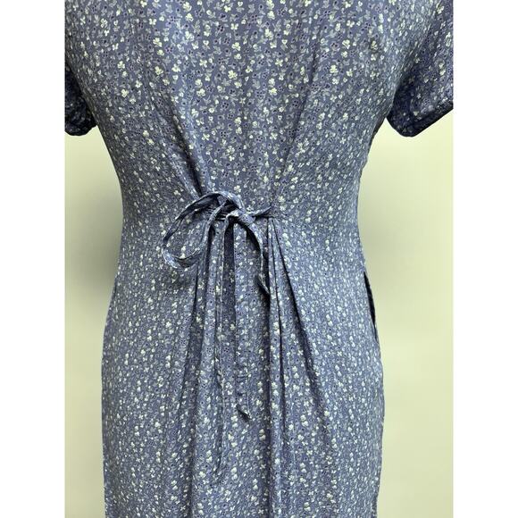 April Cornell Vintage 90s Purple Floral Maxi Dress Womens Small Back Tie Grunge - Picture 6 of 13